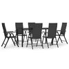 vidaXL Ensemble &agrave; manger de jardin 7 pcs Noir R&eacute;sine tress&eacute;e