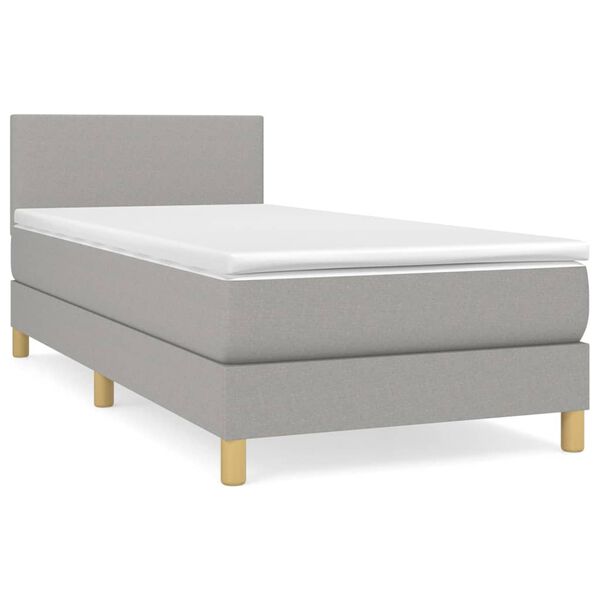vidaXL Sommier &agrave; lattes de lit avec matelas Gris clair 100x200cm Tissu