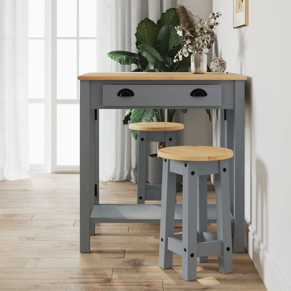 vidaXL Tabourets de bar lot de 2 gris bois massif de pin
