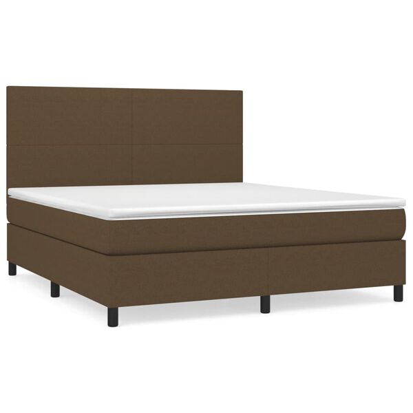 vidaXL Sommier &agrave; lattes de lit avec matelas Marron fonc&eacute; 160x200 cm