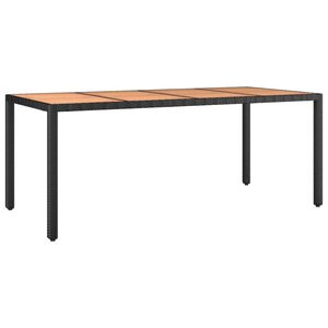vidaXL Table de jardin plateau en bois Noir R&eacute;sine tress&eacute;e bois massif