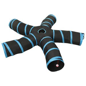 vidaXL Tunnel pour chats &agrave; 5 voies Noir et bleu 25 cm Polyester