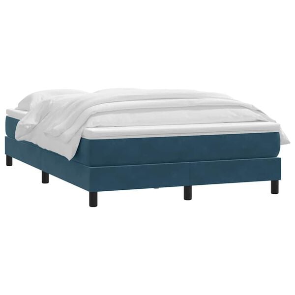 vidaXL Sommier &agrave; lattes de lit et matelas bleu fonc&eacute; 160x210cm velours