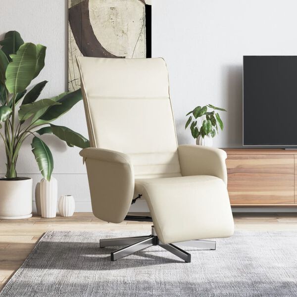 vidaXL Fauteuil inclinable avec repose-pieds cr&egrave;me similicuir
