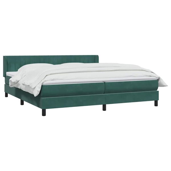 vidaXL Sommier &agrave; lattes de lit et matelas vert fonc&eacute; 200x210cm velours