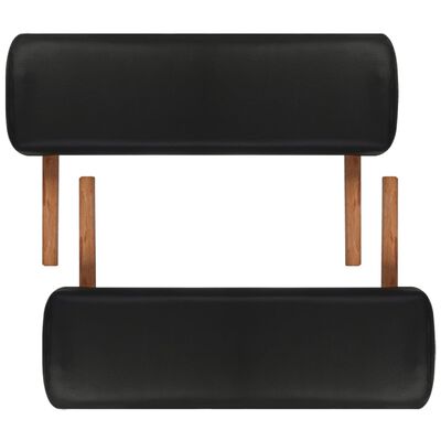 vidaXL Table de massage pliable Noir 2 zones avec cadre en bois