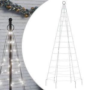 vidaXL Sapin de Noël à LED sur mât de drapeau 200 LED blanc 180 cm