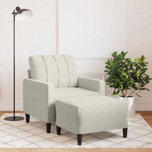vidaXL Fauteuil avec repose-pied Crème 60 cm Velours