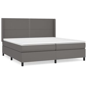 vidaXL Sommier &agrave; lattes de lit avec matelas Gris 200x200 cm Similicuir
