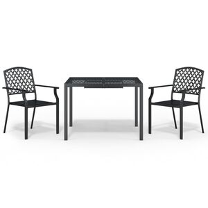 vidaXL Ensemble &agrave; manger de jardin 3 pcs anthracite acier