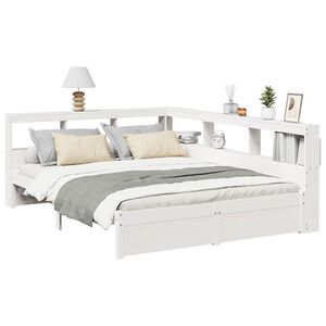 vidaXL Lit biblioth&egrave;que sans matelas blanc 150x200 cm bois pin massif