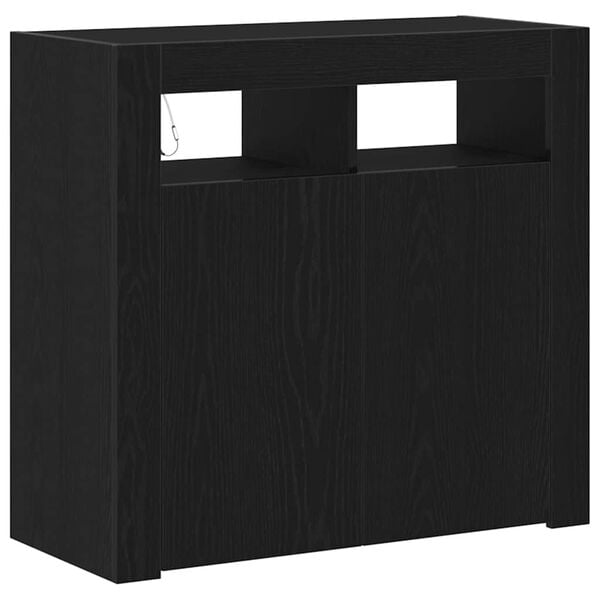 vidaXL Buffet Noir 80 x 35 x 75 cm Bois d'ing&eacute;nierie