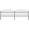 vidaXL Cl&ocirc;ture de jardin avec dessus en forme de lance en acier 359 x 125 cm Noir