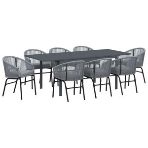 vidaXL Ensemble de salle &agrave; manger pour jardin 9 pcs Gris polyrotin