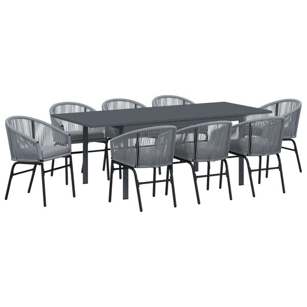 vidaXL Ensemble de salle &agrave; manger pour jardin 9 pcs Gris polyrotin
