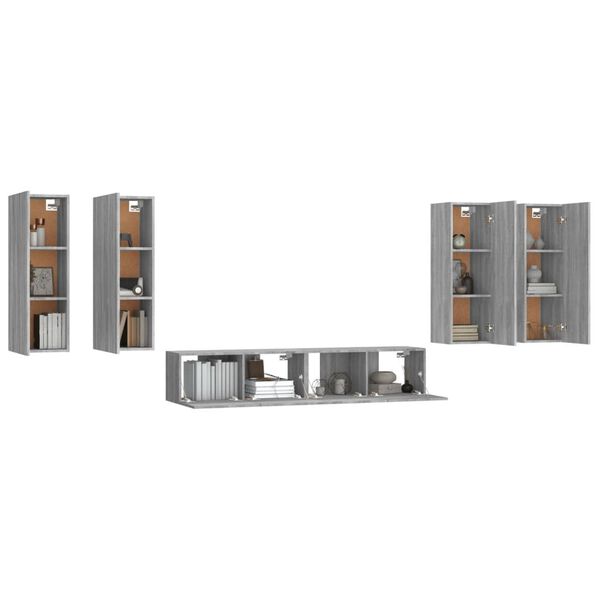 vidaXL Ensemble de meubles TV 6 pcs Sonoma gris Bois d'ing&eacute;nierie