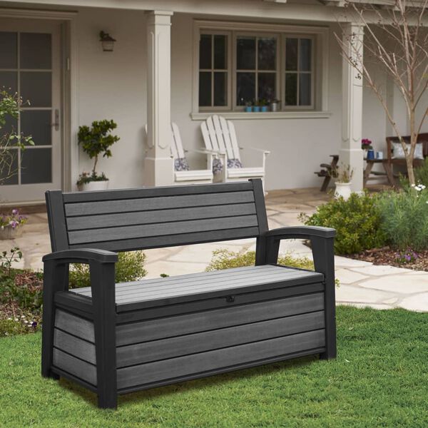 Keter Banc de jardin 2 places avec bo&icirc;te de rangement 227 L Gris