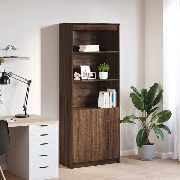 vidaXL Buffet haut ch&ecirc;ne marron 70x35x180 cm bois d'ing&eacute;nierie