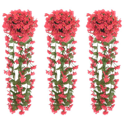 vidaXL Guirlandes de fleurs artificielles 3 pcs rose 85 cm