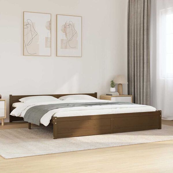 vidaXL Cadre de lit sans matelas marron miel bois massif 200x200 cm