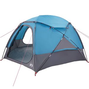 vidaXL Tente en d&ocirc;me avec housse imperm&eacute;able amovible Bleu 4 personnes