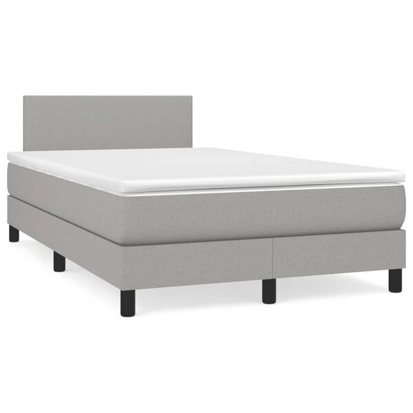 vidaXL Sommier &agrave; lattes de lit matelas LED gris clair 120x190 cm tissu