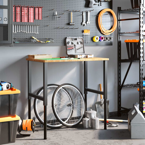 vidaXL Établi marron clair bois de chêne massif rectangulaire