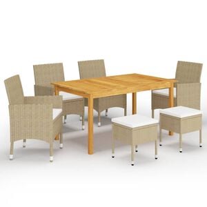 vidaXL Ensemble &agrave; manger de jardin 7 pcs Beige