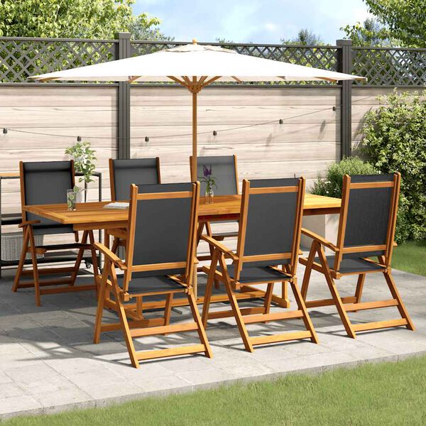 vidaXL Ensemble &agrave; Manger de jardin 7pcs bois d'acacia solide textil&egrave;ne