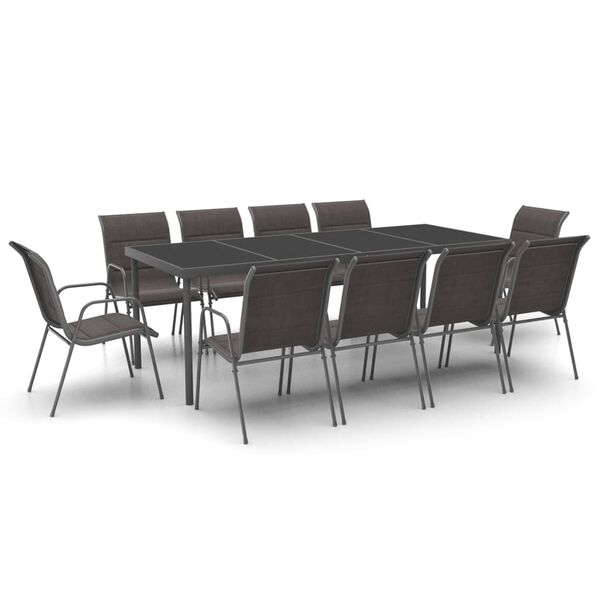 vidaXL Mobilier de salle &agrave; manger d'ext&eacute;rieur 11 pcs Acier