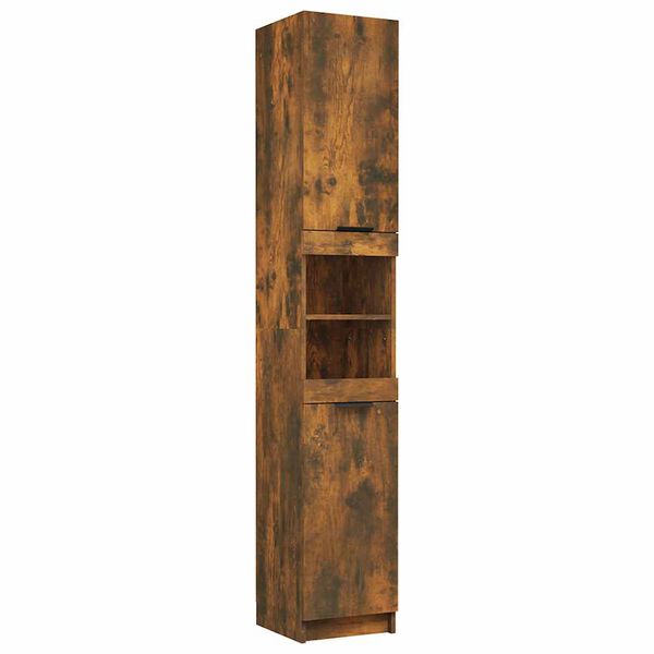 vidaXL Armoire de bain Ch&ecirc;ne fum&eacute; 32x34x188,5 cm Bois d'ing&eacute;nierie