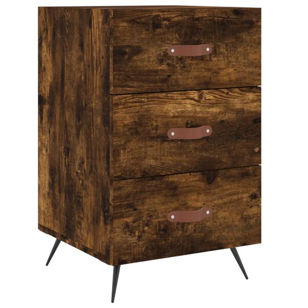 vidaXL Table de chevet ch&ecirc;ne fum&eacute; 40x40x66 cm bois d'ing&eacute;nierie