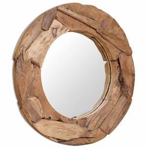 vidaXL Miroir d&eacute;coratif Teck 80 cm Rond