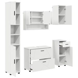 vidaXL Ensemble de mobilier de salle de bain 5 pc Blanc