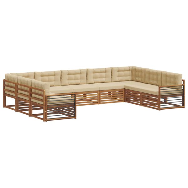 vidaXL Ensemble de canap&eacute;s d'ext&eacute;rieur 9 pcs Naturel et Beige