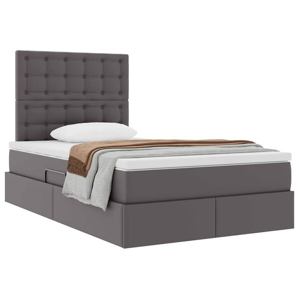vidaXL Lit de Rangement Gris 120 x 190 cm Cuir synthétique