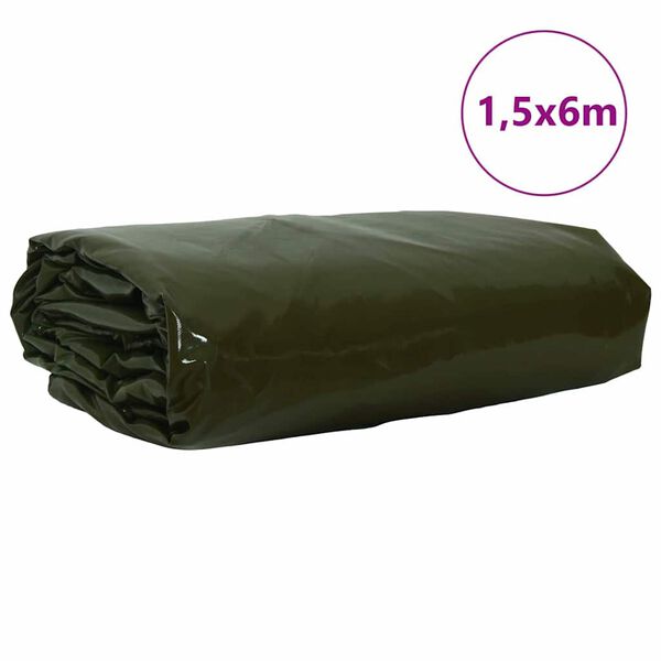 vidaXL B&acirc;che 650g / m&sup2; Vert olive 1,5 x 6 m Toile avec rev&ecirc;tement en PVC