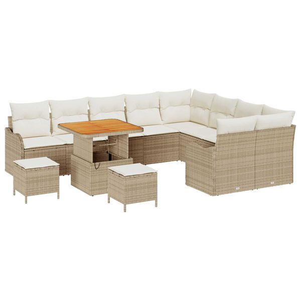 vidaXL Ensemble de canap&eacute; de jardin avec coussin 12 pcs Beige et cr&egrave;me