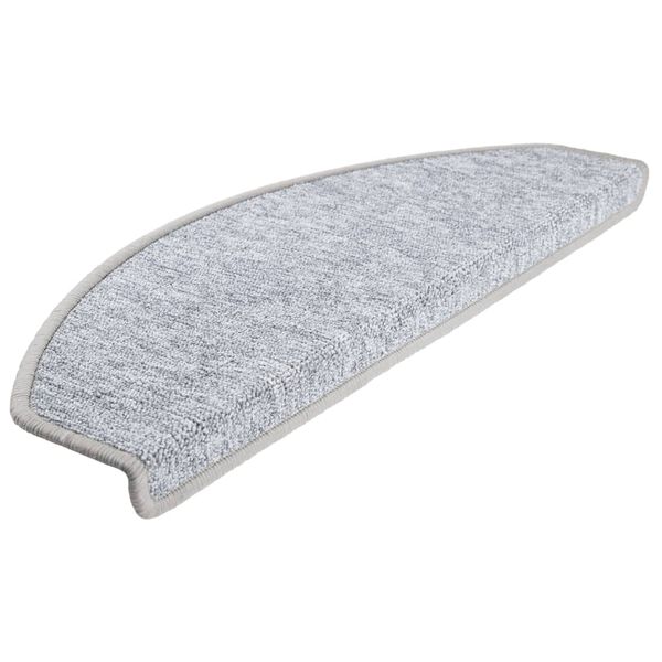 vidaXL Tapis d'escalier 10 pi&egrave;ces 65 x 24 x 4 cm Gris clair Demi-rond Grand