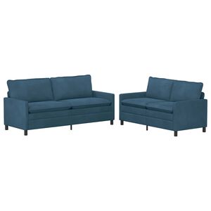 vidaXL Ensemble de Canap&eacute;s 2 pcs Bleu Velours