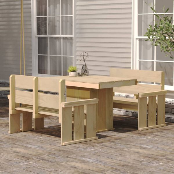 vidaXL Ensemble &agrave; manger de jardin 3 pcs Bois de pin impr&eacute;gn&eacute;