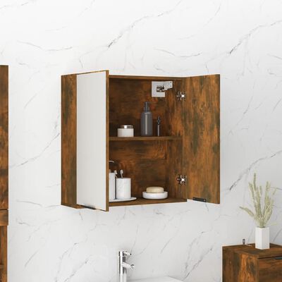 vidaXL Armoire à miroir de salle de bain Chêne fumé 64x20x67 cm