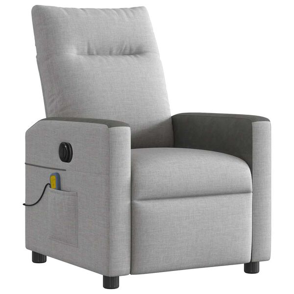 vidaXL Fauteuil de massage inclinable électrique gris nuage tissu