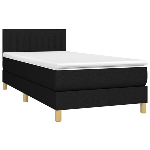 vidaXL Sommier &agrave; lattes de lit avec matelas et LED Noir 80x200cm Tissu