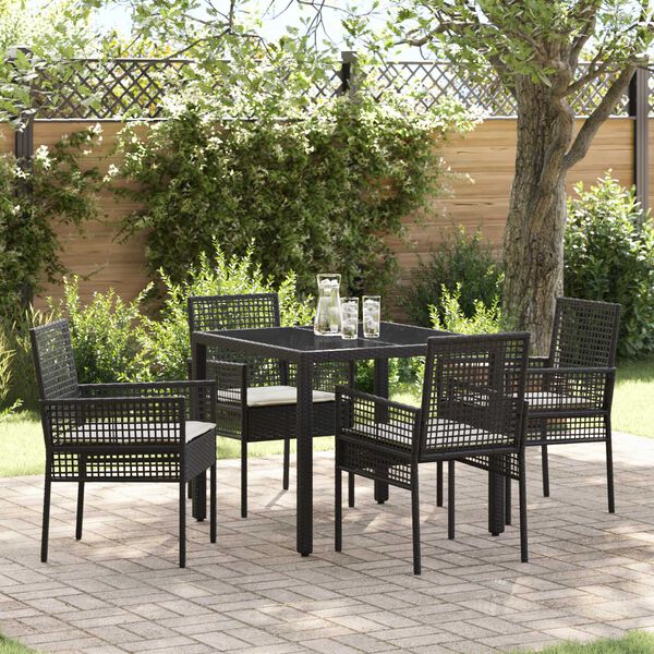 vidaXL Ensemble de salle &agrave; manger pour jardin 5 pcs Noir polyrotin