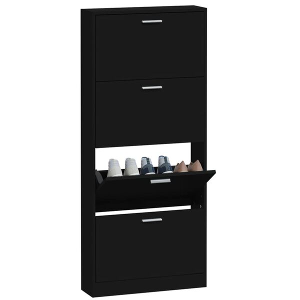 vidaXL Armoire &agrave; chaussures Noir 59x17x150 cm Bois d'ing&eacute;nierie