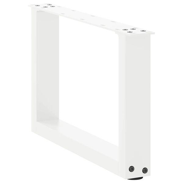 vidaXL Pieds de table basse en U, 2 pièces, blanc, 50 x (30-31) cm, acier