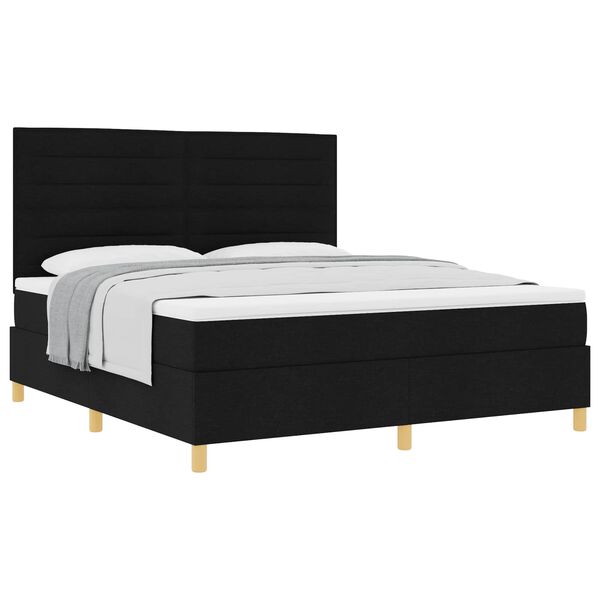 vidaXL Lit &agrave; ressorts avec matelas Noir 180 x 200 cm tissu
