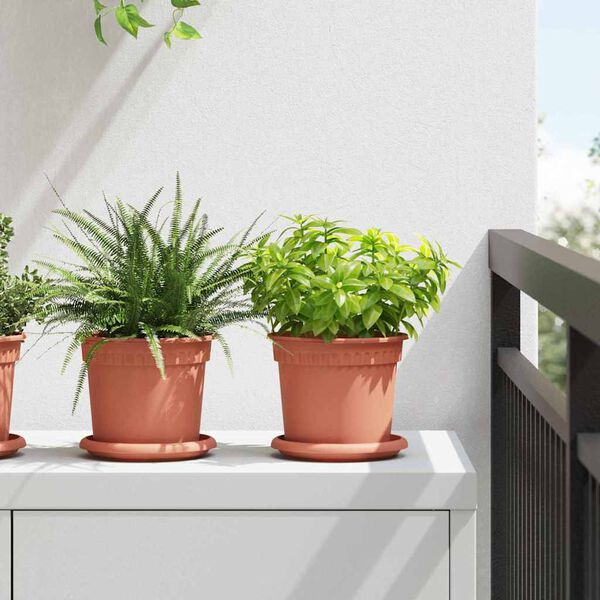 vidaXL Plateau &agrave; fleurs rond 24 pcs Rouge brique &Oslash; 14 x 2 cm Plastique