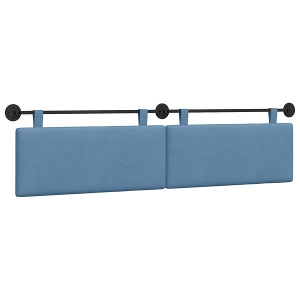 vidaXL T&ecirc;te de lit suspendue Montage mural Uni Bleu 210 x 55 x 5 cm